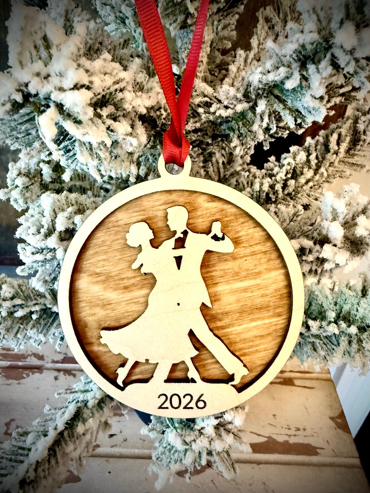 Foxtrot Dance Personalized 2-Layer Wood Christmas Ornament & Gift Tag | 12 Finishes