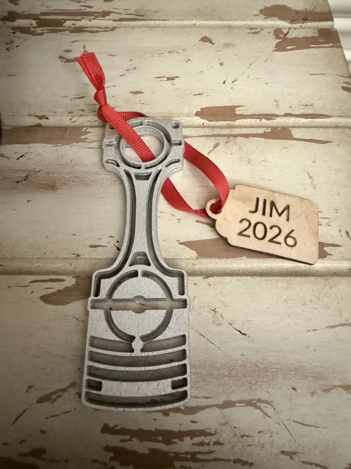 Personalized Piston & Connecting Rod Wooden Ornament
