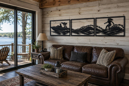 Wake Board Wood Wall Art | 3-Panel Set | Multiple Sizes & Finishes | Male or Female Decor